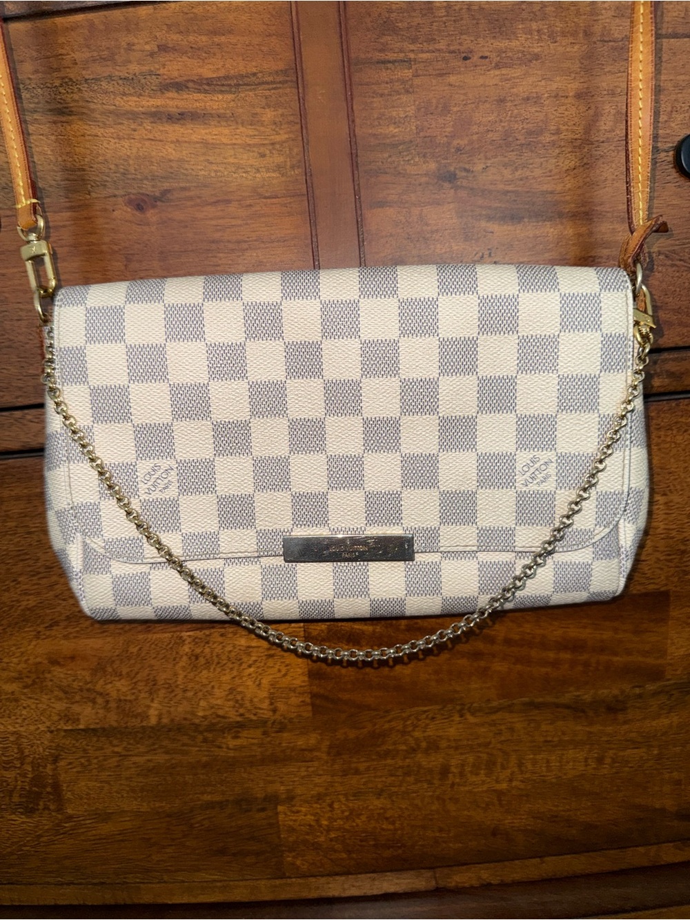 Louis Vuitton Favorite PM White Damier Azur Canvas Bag - Long Leather Strap 💃